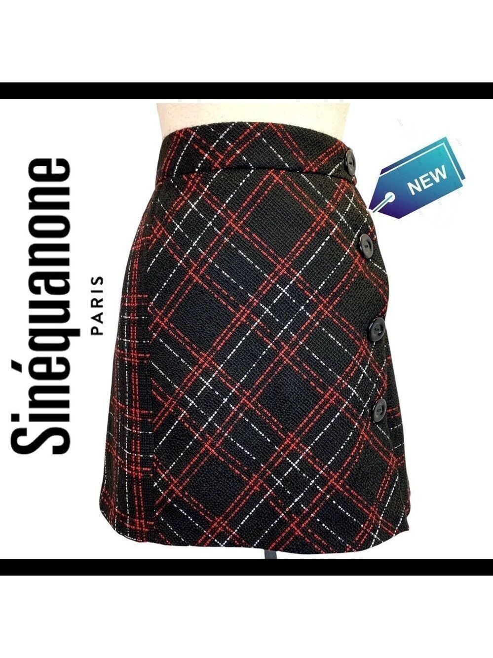 Sinequanone NWT Red Black Plaid Irise Skirt Size 14